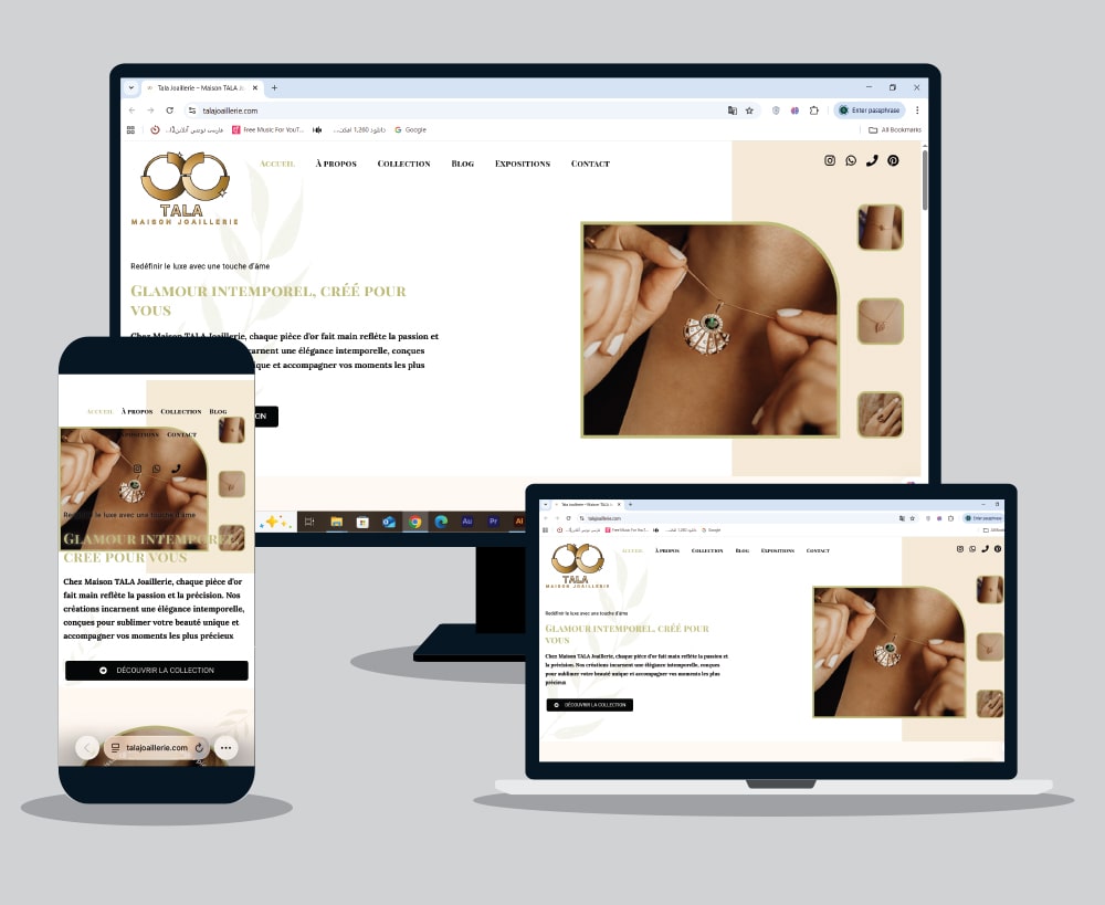 طراحی وب‌سایت حرفه‌ای و لوکس برای برند TalaJoaillerie در فرانسه